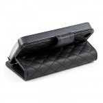 Wholesale iPhone 5C Quilted Flip Leather Wallet Case (Black)